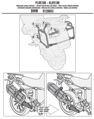 GIVI PLR5108 BMW R 1200 GS-ADVENTURE (13-18)-R1250 GS (19-23)-ADVENTURE (19-24) YAN ÇANTA TAŞIYICI