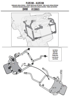 GIVI PLR5108 BMW R 1200 GS-ADVENTURE (13-18)-R1250 GS (19-23)-ADVENTURE (19-24) YAN ÇANTA TAŞIYICI